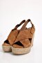 Tan Wedge Heel Sandals - 2