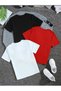 3-Piece Printed Cotton Combed Cotton Round Neck Black-Red-White T-Shirt - 2