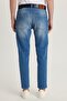 Men's Regular Fit Regular Cut Denim Washed Straight Leg Blue Jean Denim Pants - 5