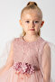 Long Sleeve Tulle Layered Skirt Beaded Evening Dress - 7