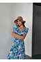 Women's Square Neck Short Sleeve Long Summer Viscose Dress - 4