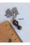 Minimalist Women's Necklace with Tiger Eye and Hematite Natural Stone Silver Color 45 cm Chain - 5