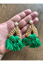 Handmade Large Tassel Straw Earrings - 5
