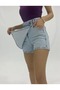 Women's High Waist Light Blue Snow Summer Denim Shorts Skirt Denim Lycra Free Double Breasted Closure Jeans Shorts Skirt - 2