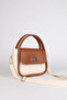 Women's Gold Lock Detailed Adjustable Strap Cream Tan Hand Shoulder and Crossbody Bag Mona - 3