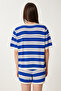 Striped Comfortable Summer Knitwear Set Cream Blue Lus0136 - 6