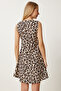 Women's Black Beige Patterned Mini Summer Woven Dress Li̇00118 - 4