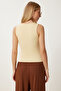 Women's Yellow Buttoned Ribbed Knitted Blouse Hf00471 - 3