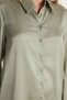 Women's Relax Fit Relax Cut Satin Fabric Green Square Cuff Straight Shirt - 3