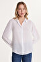 Women's Relax Fit Relax Cut Crepe Fabric Spanish Cuff White Solid Shirt