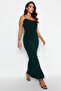 Emerald Green Fitted/Fitted Straps Maxi Flexible Knitted Pencil Dress TWOSS23EL02435 - 2