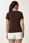 Women's Brown Printed Knitted T-Shirt Ub00388 - 6