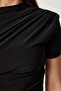 Women's Black Gathered Sandy Knitted Blouse Ff00172 - 3