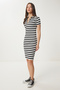 Women's Black Bone Striped Summer Knitted Dress An00232