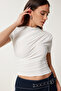 Women's Ecru Gathered Sandy Knitted Blouse Ff00172 - 3
