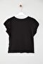 Black Cotton Shirred Button V-Neck Bodycon Super Stretch Knitted Blouse Twoss25Bz00563 - 6