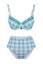 Çini Desenli Taş Baskı Balconette Kaplı Hipster Yüksek Bel Bikini Takımı TBESS25BT00142 - 5