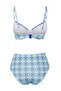 Çini Desenli Taş Baskı Balconette Kaplı Hipster Yüksek Bel Bikini Takımı TBESS25BT00142 - 6
