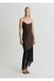 Asymmetrical Satin Dress with Tassels - 2