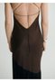 Asymmetrical Satin Dress with Tassels - 6