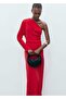 Draped asymmetrical long dress