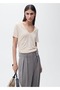 Linen T-shirt with V-neck