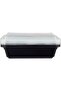 Disposable Microwaveable Rectangular Black Base, Meal Prep Container with Clear Lid. (5, Bla