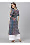 Premium cotton kurti - Office / Casual kurti - Red, dark blue & white printed women's kurti / kurta - 3