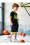 Kids 2pcs Black and Yellow Short Sleeve T-Shirt and Shorts Jersey Sets - 3