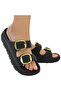 Trendy Women's Black Double Buckle Orthopedic Comfortable Wet Floor Suitable Pool Beach Slippers - 4