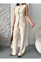 Women's Top and Bottom Set Stylish Button Detail Premium Vest Pants Two-Piece Suit - 8