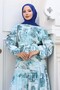Patterned Hijab Dress Turquoise 505 - 2