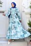Patterned Hijab Dress Turquoise 505 - 4