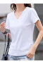 Women's V-Neck Short Sleeve T-shirt - 2