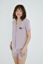 Gingham Pocket Bow Detailed Shirt Shorts Pajama Set - 2