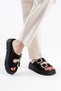 Women's Black Suede Buckle Women's Orthopedic Sole Platform Slippers Sandals - 5
