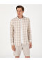 Beige Regular Fit Plaid Long Sleeve Shirt 50310832-VR011 - 3