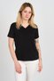 Women's Collar and Sleeves Tulle Detailed Short Sleeve Blouse 24101 Black