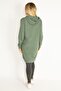 Women's Large Size Green Hooded Kangaroo Pocket Long Sweatshirt 65n35070 - 5