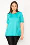 Women's Plus Size Turquoise Collar Bias Sports Blouse 65n32945 - 5