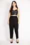 Women's Black Large Size Baggy Cut Side Pocket Viscose Trousers 65n36216 - 7