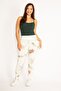 Women's Large Size Beige Cotton Fabric Patterned Leggings Trousers 65n29873