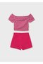 Girl's T-Shirt Shorts Suit Fuchsia 6293 - 3