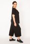 Women's Black Camisole Knitted Elastic Waist Wide Leg Trousers V-Neck Blouse Suit 65N32939 - 7