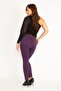 Women's Large Size Purple Leggings with Front Ornamental Pocket and Back Pocket 65n34862 - 5