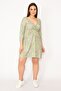 Women's Large Size Green Chest Gather Detailed Tunic 65n32937 - 5