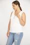 Women's Bone Large Size V-Neck Front Ornamental Buttoned Camisole Fabric Tank Top 65n36552 - 3
