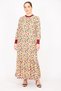 Women's Colorful Large Size Woven Viscose Fabric Collar and Cuff Ribbed Long Dress 65n35830 - 7