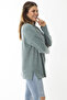 Women's Large Size Green Wool Viscose Fabric Crew Neck Side Slit Tunic 65N37019 - 5