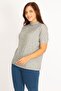 Women's Large Size Gray Camisole Fabric Crew Neck Blouse 65n34804 - 3